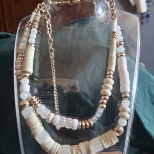 Time and Tru Gold and Cream Layered Necklace
